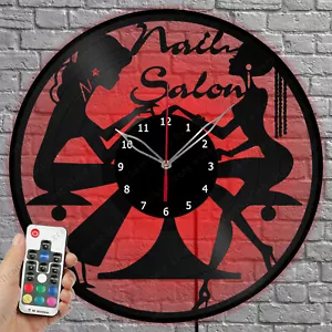 Reloj de Vinilo LED Salón de Uñas Luz LED Disco de Vinilo Reloj de Pared Decoración del Hogar 1747 - Imagen 1 de 11