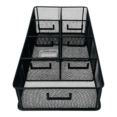 Organizador de condimentos Safco Onyx 7 compartimentos malla negra metálica para sala de descanso Foto 1 de 4