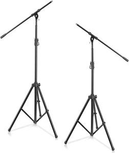 Adjustable Tripod Microphone Boom Stand - Pair of Universal Heavy Duty Lightweig - Picture 1 of 7