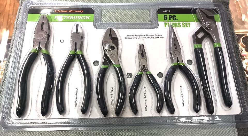New 6 PC MECHANIC PLIER SET HEAVY DUTY Lineman,Diagonal,Groove Joint,Neddle Nose - Image 1 of 1