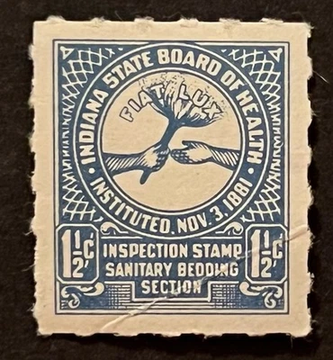 Travelstamps: US Revenue Stamps Indiana State Board of Health - Bedding - MNH OG - Image 1 of 4