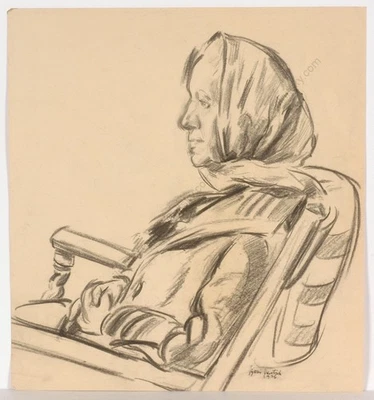 Boris Deutsch (1892-1978) "Retrato femenino", dibujo, 1926 (1) Foto 1 de 4