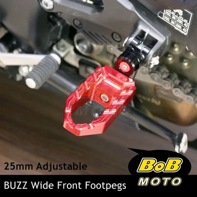 适用于铃木 GSX-S1000F 15-20 19 18 17 16 BUZ 25 毫米扩展前脚钉红色 — 第 1/4 张图片