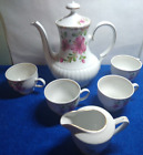 Vintage Mitterteich Bavaria Rose Tea Set Tea Pot Coffee Pot, Tea Cup Creamer GLD
