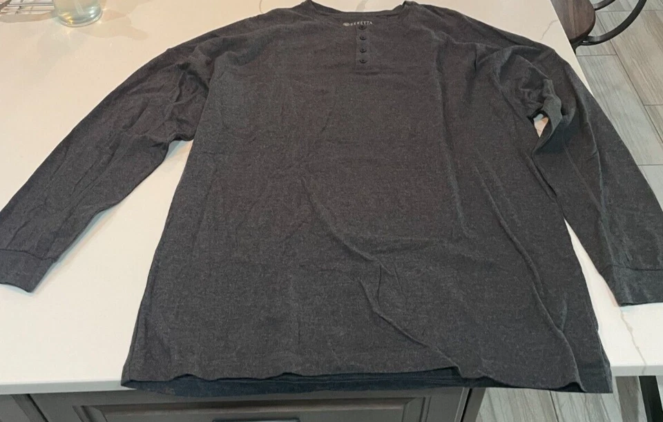 Men’s Beretta Longsleeve Henley Shirt Dark Grey Melange Size XXL / 2xl