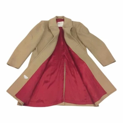 Gabardina de lana camel niebla Londres años 70 de colección con forro rojo oxidado - talla 44 regular Foto 1 de 4