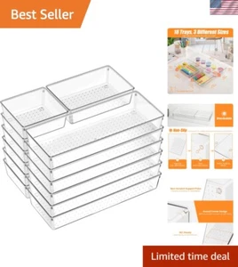 18 Pcs Acrylic Drawer Organizer Set Large Clear Storage Trays for Kitchen Bat... - Picture 1 of 11