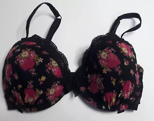 BETSEY JOHNSON Black Lace Mesh Floral Bra 32DD - Picture 1 of 3