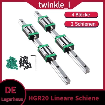 2PCS HGR20 Linearführung Gleitschiene Rail 200-2000mm+ 4xPCS HGH20CA Gleitblocks - Bild 1 von 4