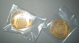 Two 1988 Union Pacific Coins Series #3 & #4 Safety Through Quality Bronze Color - Picture 1 of 3