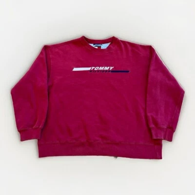 Sudadera de Colección Tommy Hilfiger Para Hombres XL Polar Pullover Cuello Redondo Roja y2k Años 90 Foto 1 de 4