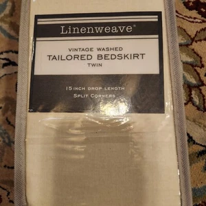 Neu Leinenweave Twin Elfenbein Bettrock mit geteilten Ecken. 15" Tropfen. 2 verfügbar. - Bild 1 von 2