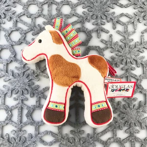 Douglas Cuddle Toy Horse Cookie 7" Christmas Ribbon RARE 664.1 Holiday Flat NWT - Foto 1 di 2