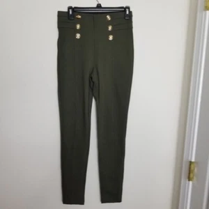 ZARA Women's High Waist Button Front Pants Stretch Legging Sailor Buttons Size M - Picture 1 of 12