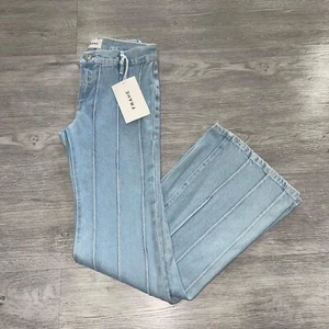 Frame Women’s 24 Pintuck Low Rise Flare Jeans Denim Pants Baggy Y2K Style NWT - Picture 1 of 14