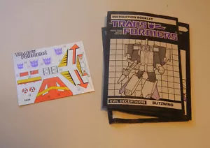 ORIGINAL Decal Sticker Sheet for G1 Transformers BLITZWING + Instructions #5936 - Picture 1 of 9