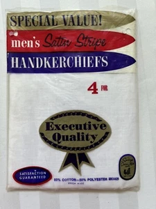 8 Vtg Men's Handkerchiefs Springs Cotton Mills White Satin Stripe 100% NOS Set - Picture 1 of 1