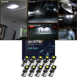 10PCS T10 W5W 194 168 2825 LED Interior Wedge Plate Light Bulb White Error Free - Picture 1 of 11