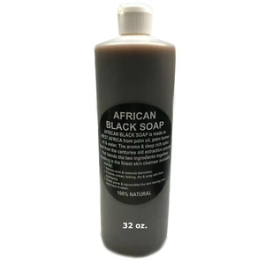 32 oz. Raw African Black Soap Liquid - 100% Pure Natural Organic Body Face Wash - Picture 1 of 3