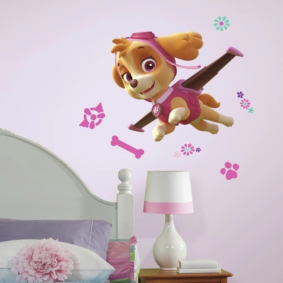 Adesivos de parede Giant PAW PATROL SKYE MURAL 10 decalques menina filhote cachorro fêmea filhote - Imagem 1 de 3