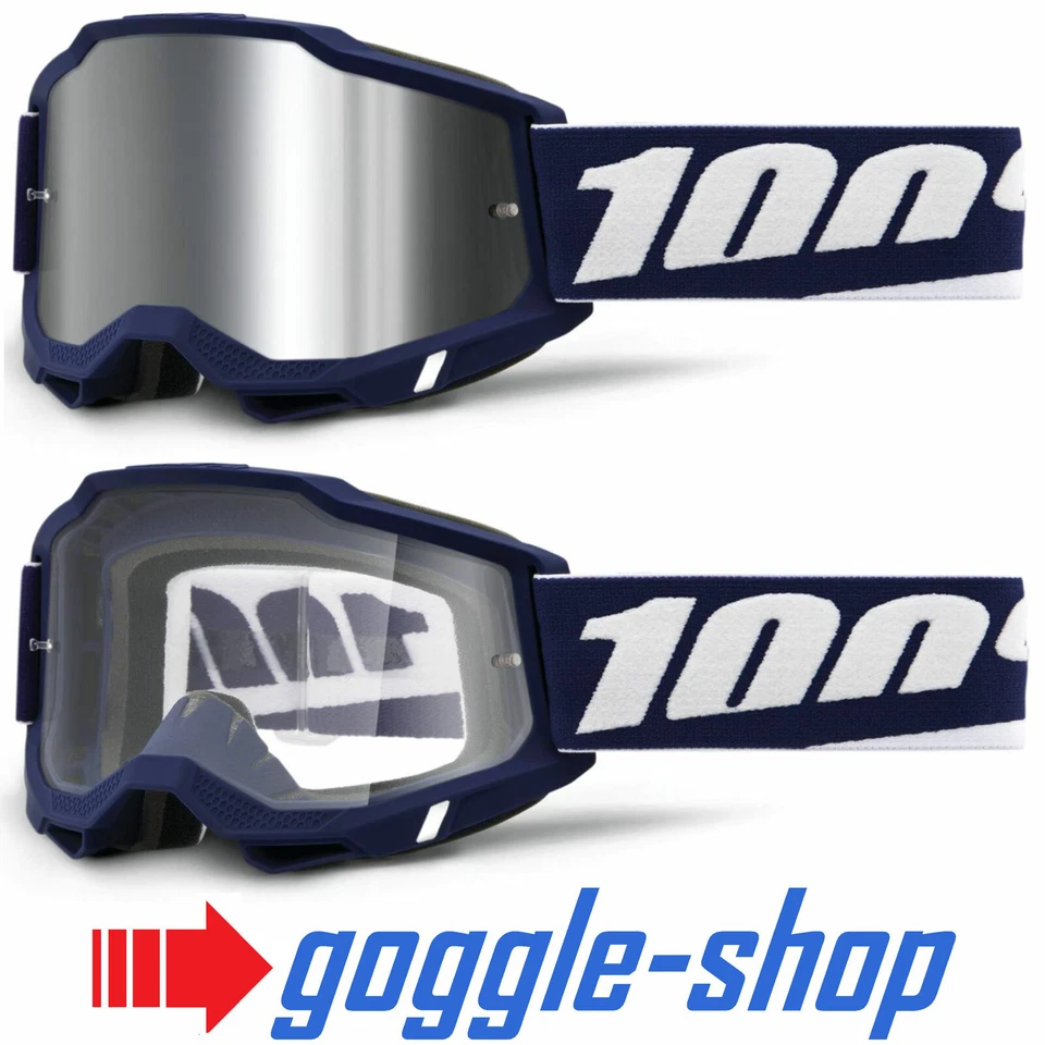 100% Percent ACCURI 2 Motocross MX MTB Gafas - Mifflin Azul Plata Lentes Espejo - Imagen 1 de 1