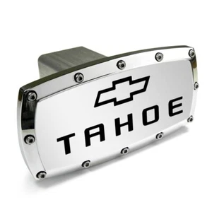 Chevy Tahoe Black Logo Billet Tow Hitch Cover (Chrome) - Picture 1 of 2