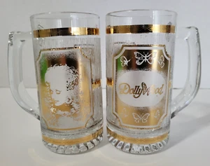 X2 DOLLY PARTON Souvenir DOLLYWOOD 22 Karat Gold Gilt Culver Stein Mug Glass - Picture 1 of 6