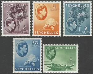 Seychelles. 1938-49 KGVI. 5 MH Values to 30c. SG 135a etc - Picture 1 of 1