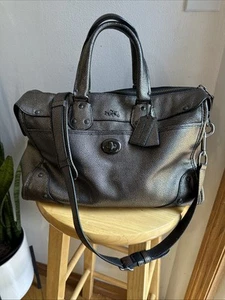 COACH RHYDER SATCHEL METALLIC TWO TONE LEATHER QB Brass 33739 SHOULDER BAG - Picture 1 of 16
