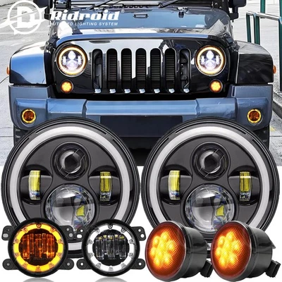 Kits de luces antiniebla giratorias faros LED de 7"" combo punto para Jeep Wrangler JK 2007-2018 Foto 1 de 4