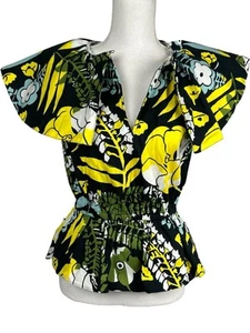 INC Women's Blouse Size S Elastic Waist Top Floral Colorful Blouse - Picture 1 of 16