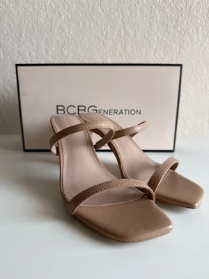 BCBGENERATION 女式 Salin 棕褐色皮革双带凉鞋 6.5 码 — 第 1/4 张图片