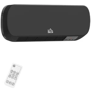 HOMCOM Wall Mounted Electric Heater with Timer Overheat Protection Black - Picture 1 of 11