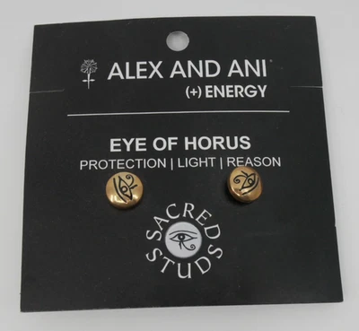Alex and Ani "Eye of Horus" Silver Tone Stud Post Earrings NWOT Foto 1 de 3