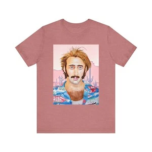 Retro Nicolas Cage Raising Arizona Watercolor 80s Nic Cage Indie Art Jersey Tee - Picture 1 of 49