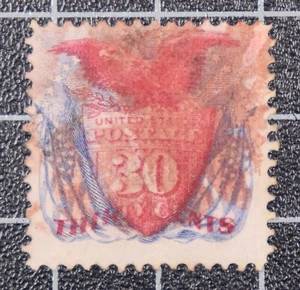 Scott 121 30 Cents Flag & Shield Used Nice Stamp Red Cancel SCV $700.00 - Picture 1 of 2