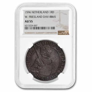1596 Netherlands AR Rijksdaalder Friesland AU-55 NGC (Dav-8865) - Picture 1 of 3