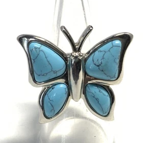Edforce Stainless Steel Turquoise Butterfly Ring Size 5.5 JB127 - Picture 1 of 10