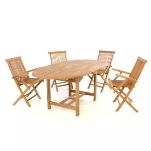 DIVERO Gartenmöbel-Set Terrassenmöbel Sitzgruppe Esstisch ausziehbar Klappstühle - Bild 1 von 9