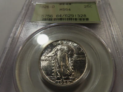 :1926-D 25C STANDING LIBERTY QUARTER CHOICE PCGS MS64 BLAST WHITE RARITY R2 - Image 1 of 2