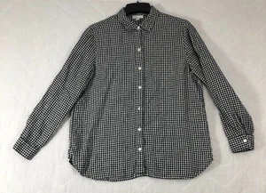 J Jill Top Women's Small Black White Gingham Check Love Linen Button Up Shirt - Picture 1 of 14