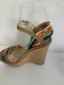 Enzo Angiolin Multi Colour Glitter Strappy Wedge Sandal Size UK3.5 EU35.5 - Picture 1 of 12