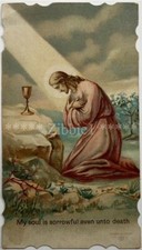 My Soul is Sorrowful even unto Death, Antique Die-Cut Holy Devotional Card.