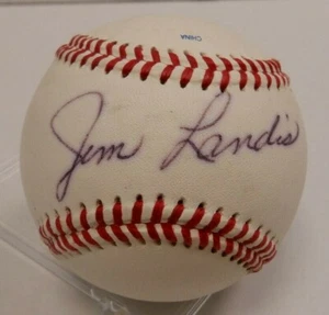 Jim Landis A's Signed Autographed Rawlings ROLB1 MLB Baseball wCOA 012020DBT - Imagen 1 de 4