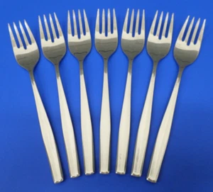 7 WMF Cromargan FRANKFURT Glossy Concave Stainless GERMANY Flatware SALAD FORKS - Picture 1 of 9