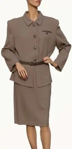 Vintage 1990er Carolina Herrera Wolle Damen Anzug - Größe L - 16 - Bild 1 von 6