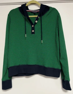 Tommy Hilfiger Mujer Rayas Manga Larga Punto Waffle Sudadera con Capucha Verde/Azul Talla XL Nueva Foto 1 de 4