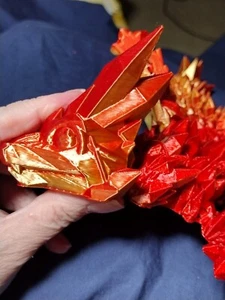 New 3D Printed 11 Inch Articulated and Jointed Red-Gold Cyberwing Crystal Dragon - Picture 1 of 13