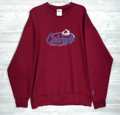 NHL Colorado Avalanche Mens Unisex XXL Pro Player Pullover Sweatshirt Vintage Cover