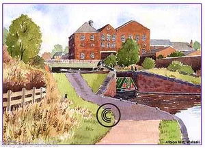 ALBION/SCHMIEDE MÜHLE WALSALL AQUARELL KÜNSTLER DRUCK GRUSSKARTE 8"x 6" - Bild 1 von 1